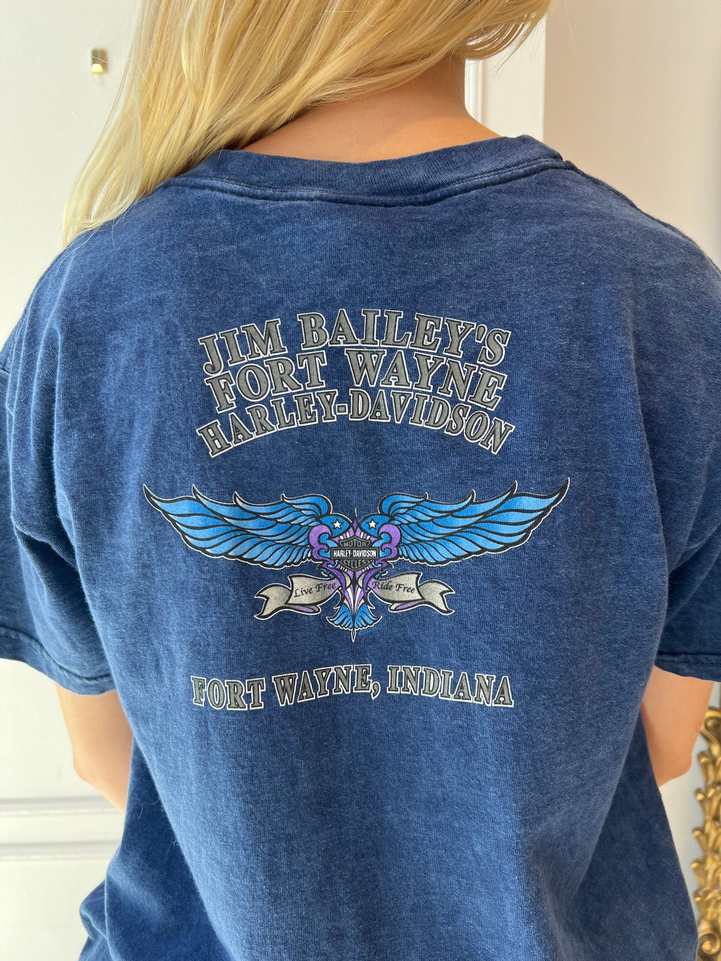 Harley Davidson Tie Dye Flag Shirt y2k
