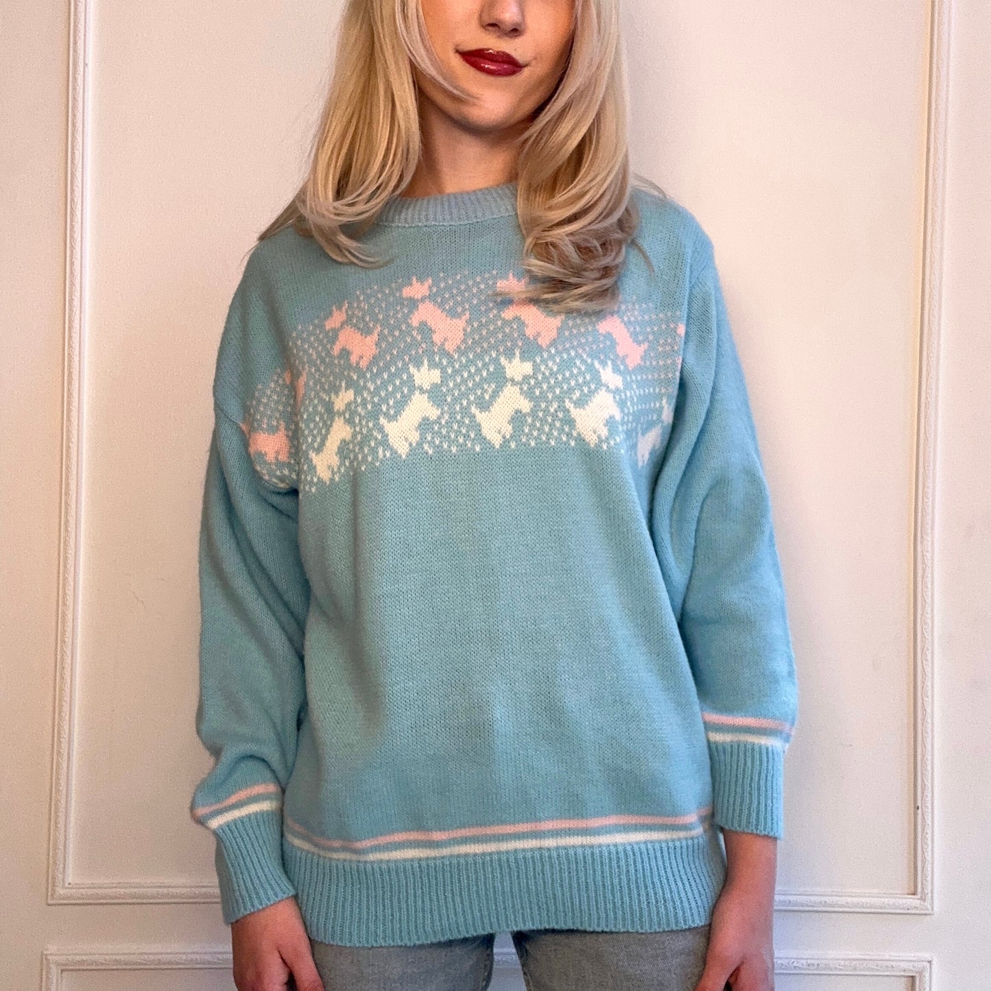 80s Pastel Scottie Dog Sweater