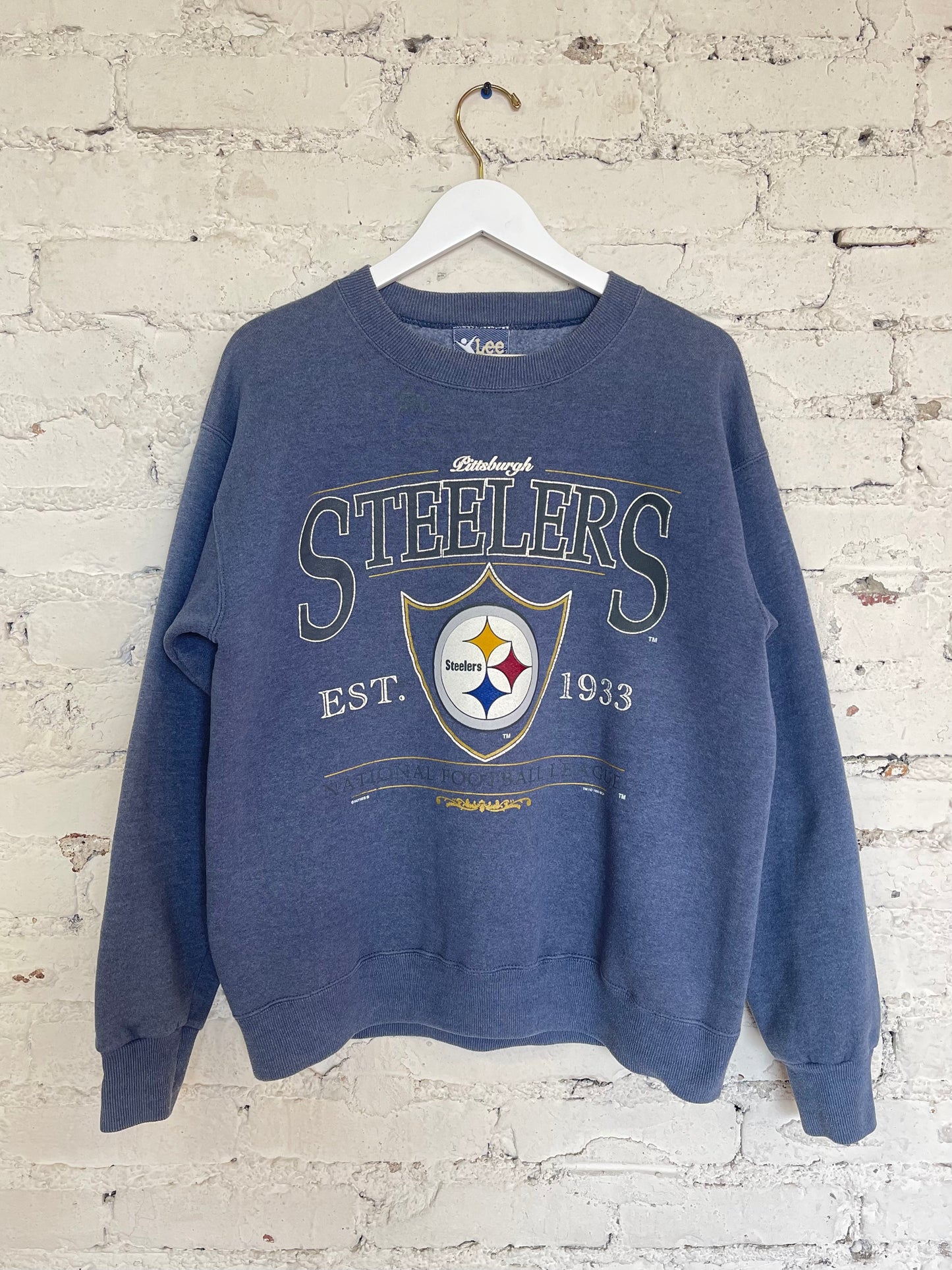 Periwinkle Blue Lee Sports Steelers Crewneck 90s