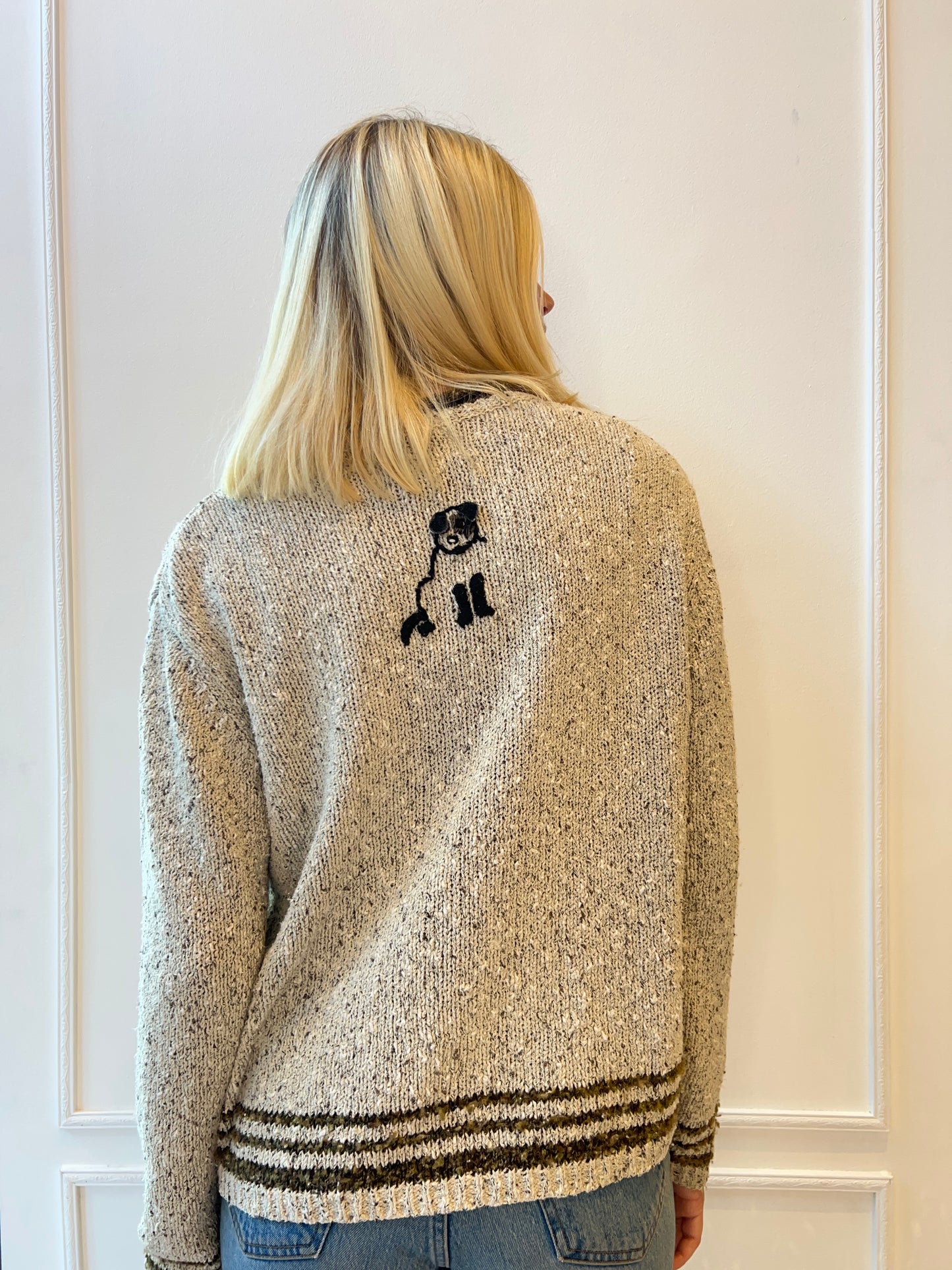 Embroidered Dog Sweater w/ Floppy Ears 90s