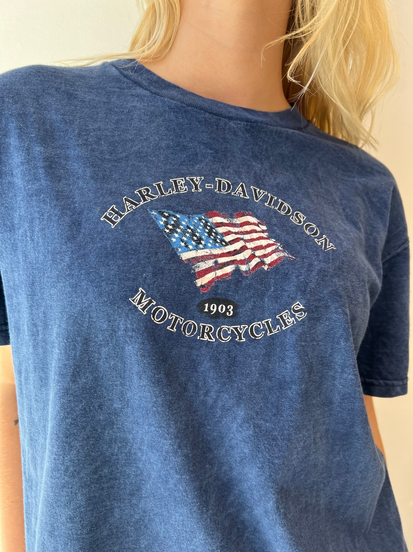 Harley Davidson Tie Dye Flag Shirt y2k