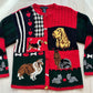 90s Eagle's Eye Dog Cardigan Beagle Collie Yorkie Schnauzer Novelty Buttons