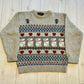 80s Eddie Bauer Cat Hearts Flowers Checkerboard Sweater