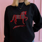 Plaid Horse Crewneck Sweatshirt 90s