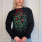 80s Hand Embroidered Bow and Greenery Sweater Susan Bristol