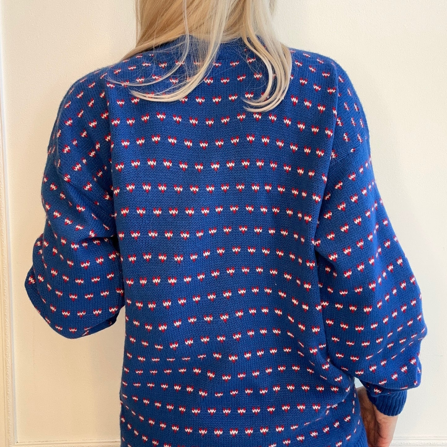 80s Cat Sweater Deadstock New With Tags Blue Red