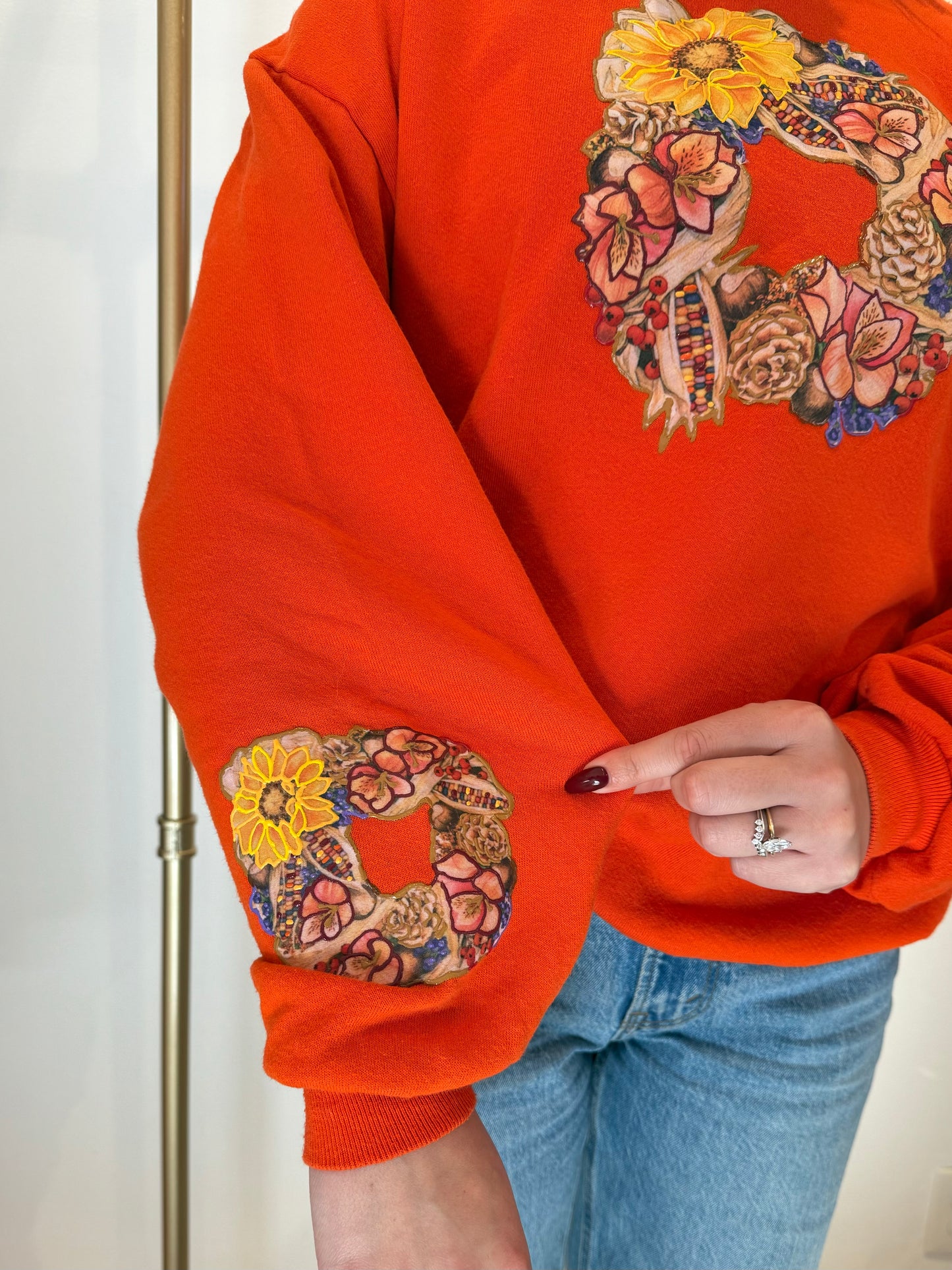 Autumn Puffy Paint Applique Crewneck 90s