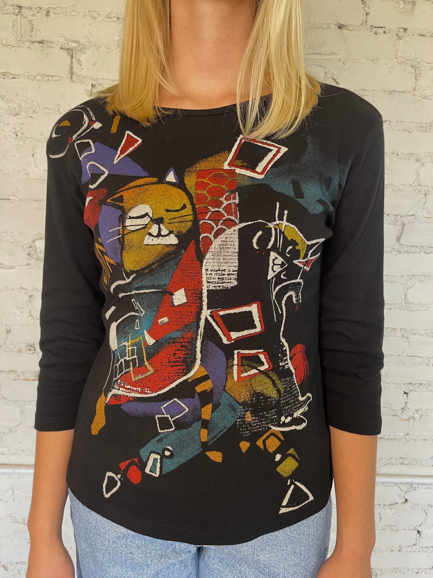 Abstract Cats Shirt y2k