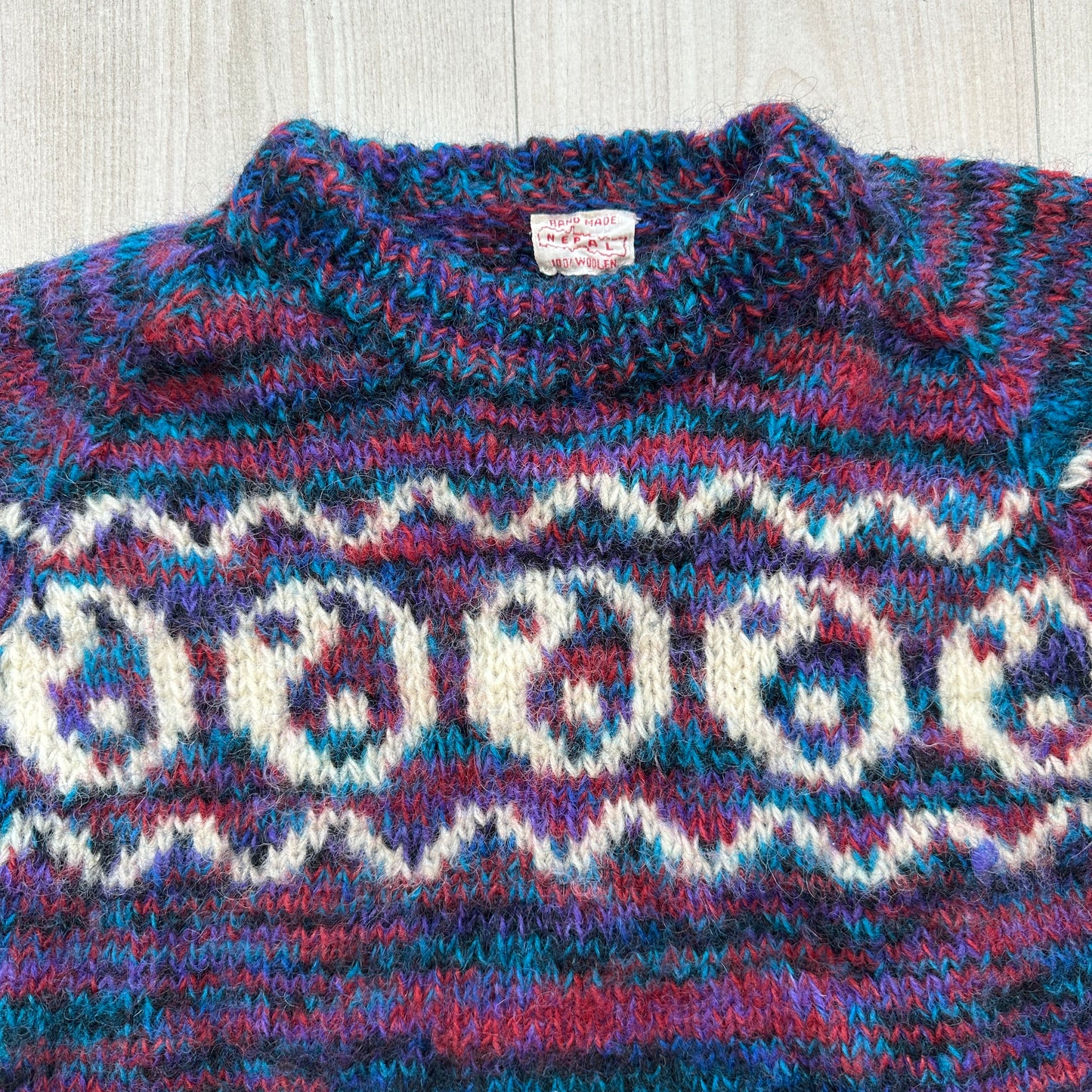 90s Handknit Yin Yang Sweater Nepal Space Dye Knit
