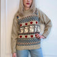80s Eddie Bauer Cat Hearts Flowers Checkerboard Sweater