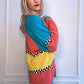 80s Checkerboard Colorblock Sweater