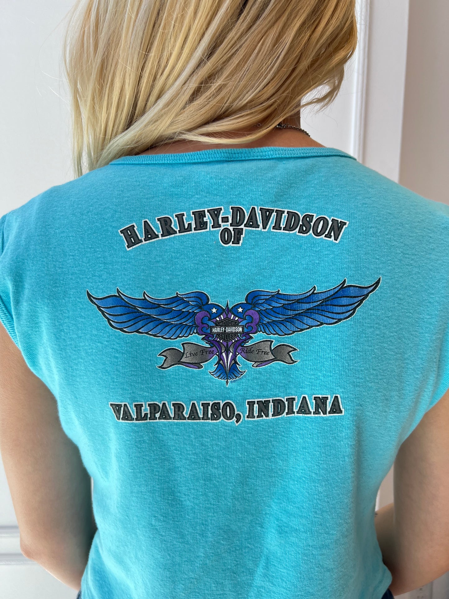 Harley Davidson Turquoise Baby Tank y2k