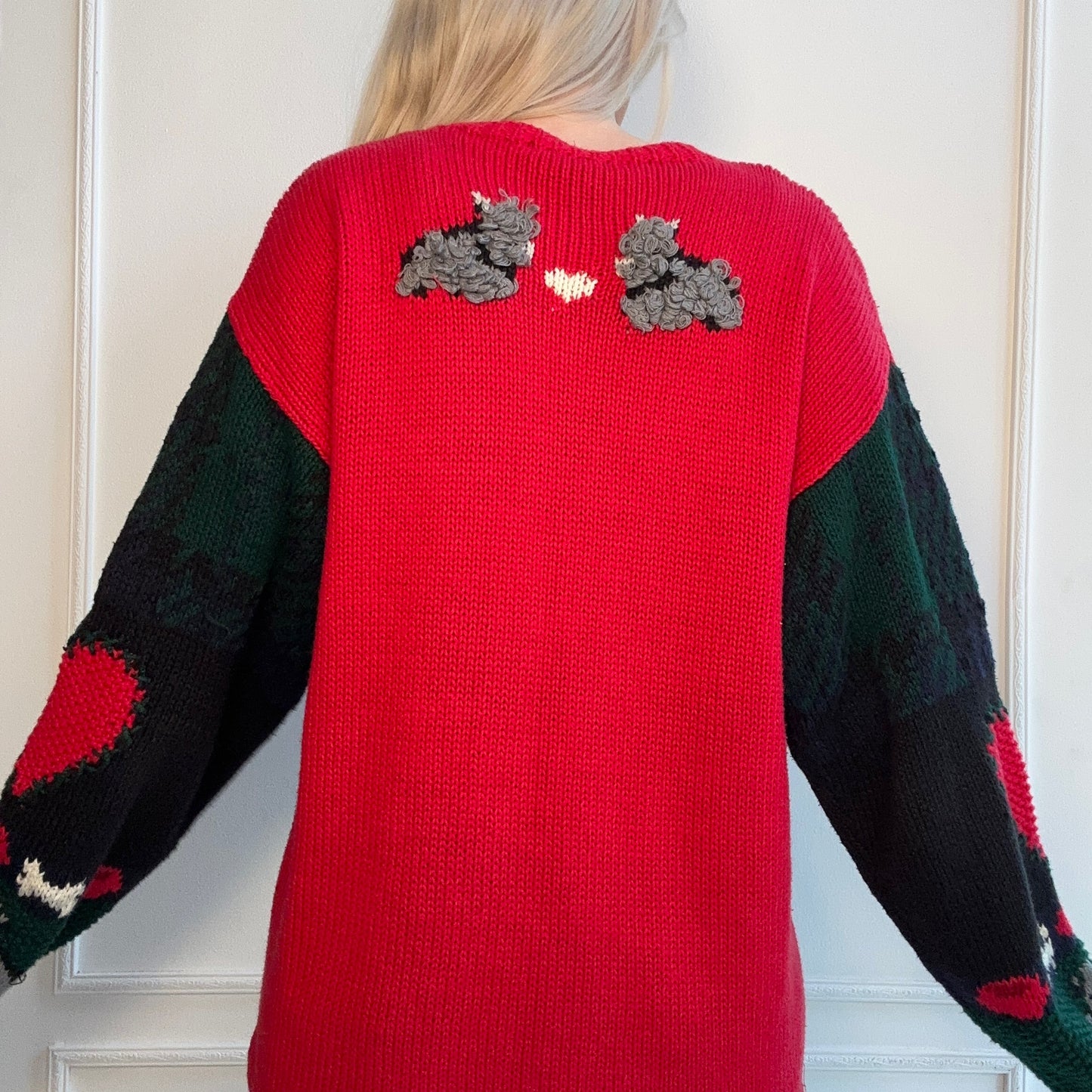 90s Eagle's Eye Dog Cardigan Beagle Collie Yorkie Schnauzer Novelty Buttons