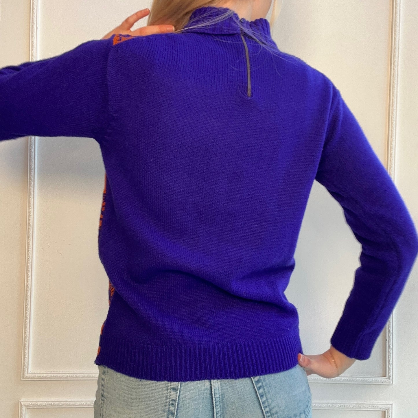 60s - 70s Mushroom Sweater Faux Vest Turtleneck