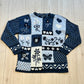 90s Patchwork Sweater Blue Butterflies, Floral, Hearts
