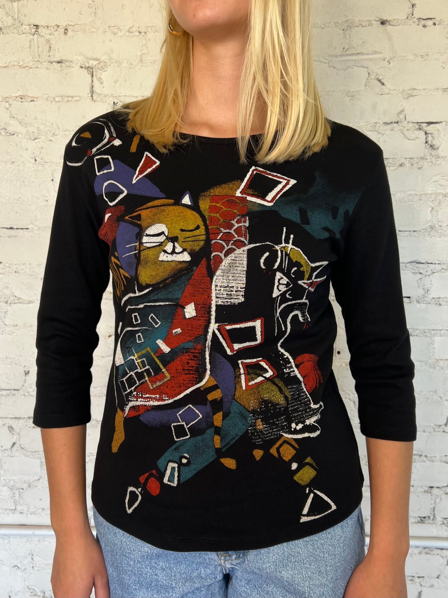 Abstract Cats Shirt y2k