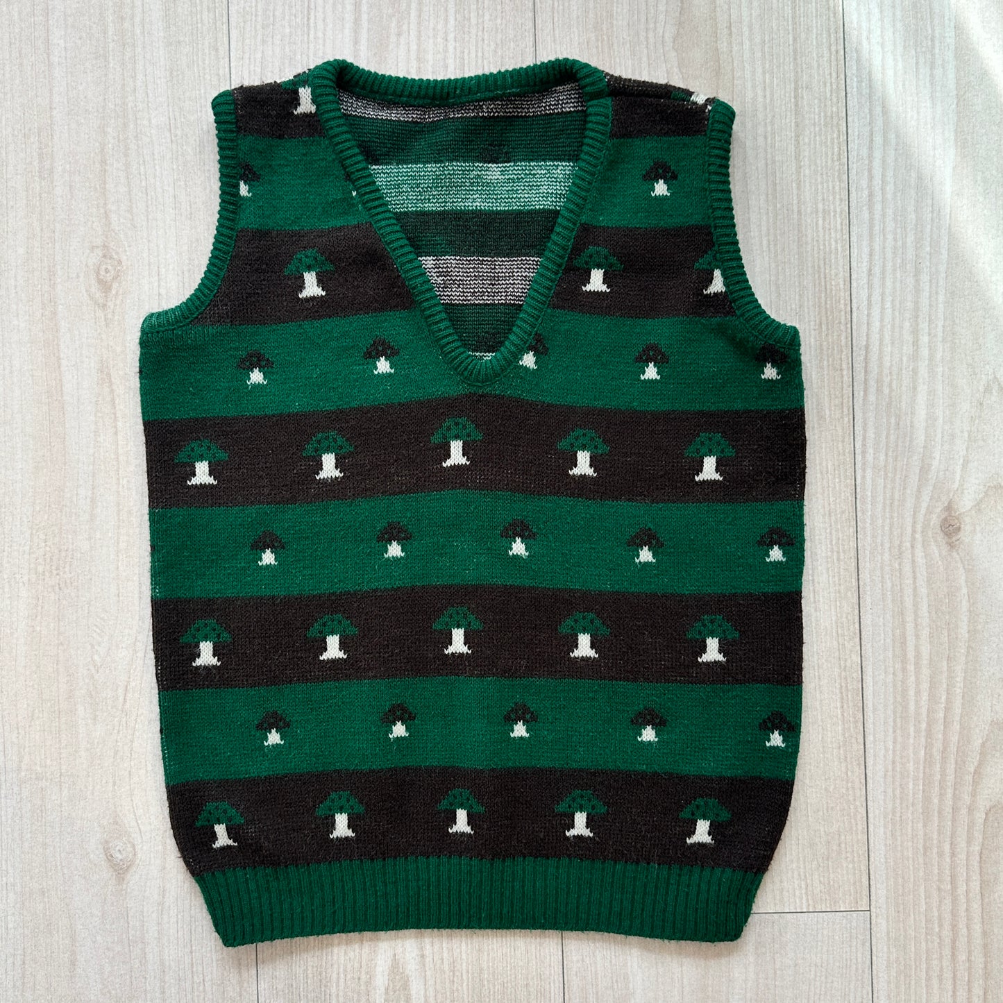 70s Mushroom Striped Knit Vest