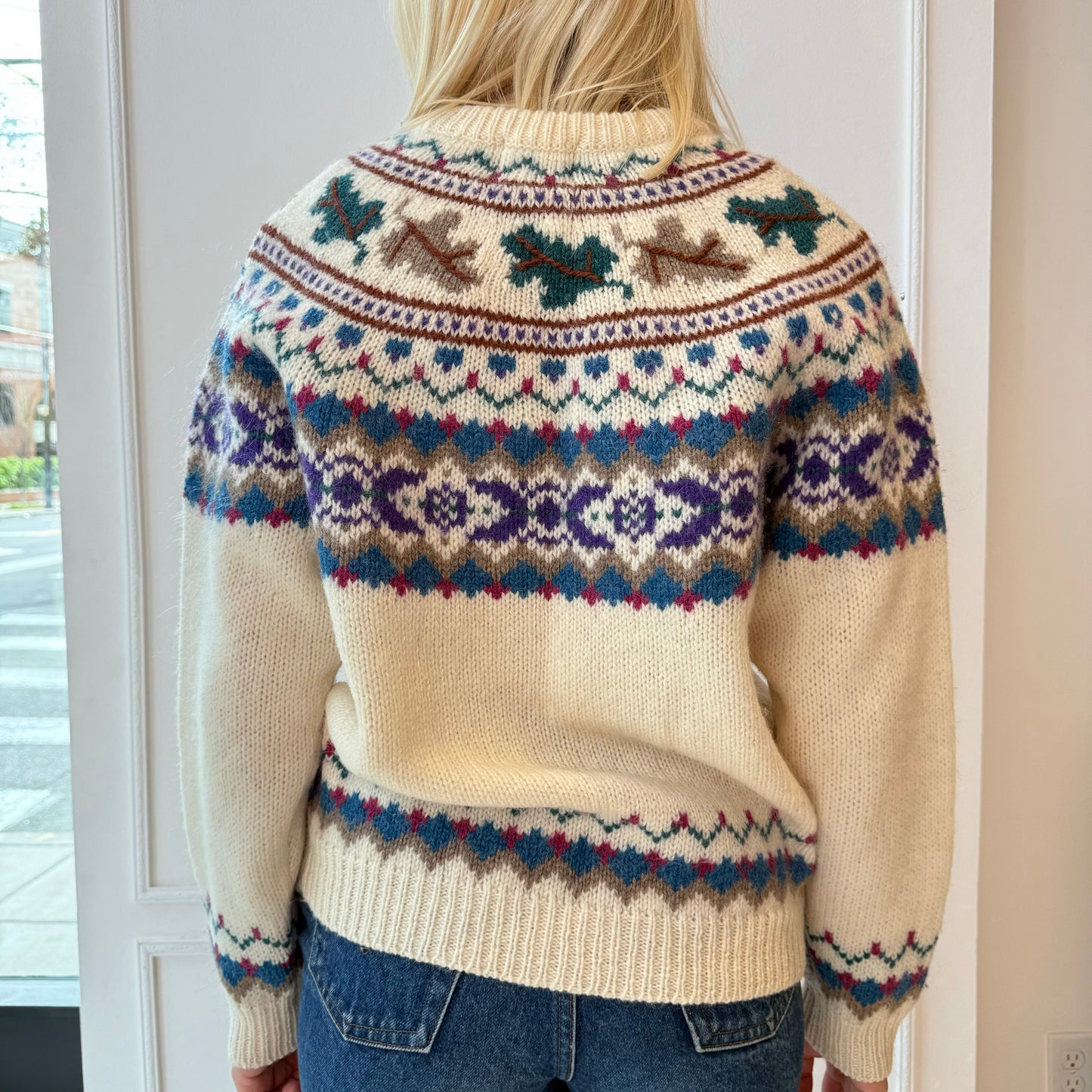 Woolrich Fair Isle Fall Leaves Cardigan 80s