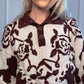 80s/90s Western Cow, Floral, Horse Print Sweater Brown & White