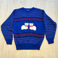 80s Cat Sweater Deadstock New With Tags Blue Red