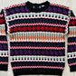 80s Fruit and Vegetable Fair Isle Sweater Peaches, Eggplants, Carrots, Floral