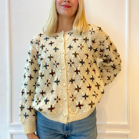 3D Embroidered Roses Cardigan 1980s