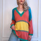 80s Checkerboard Colorblock Sweater