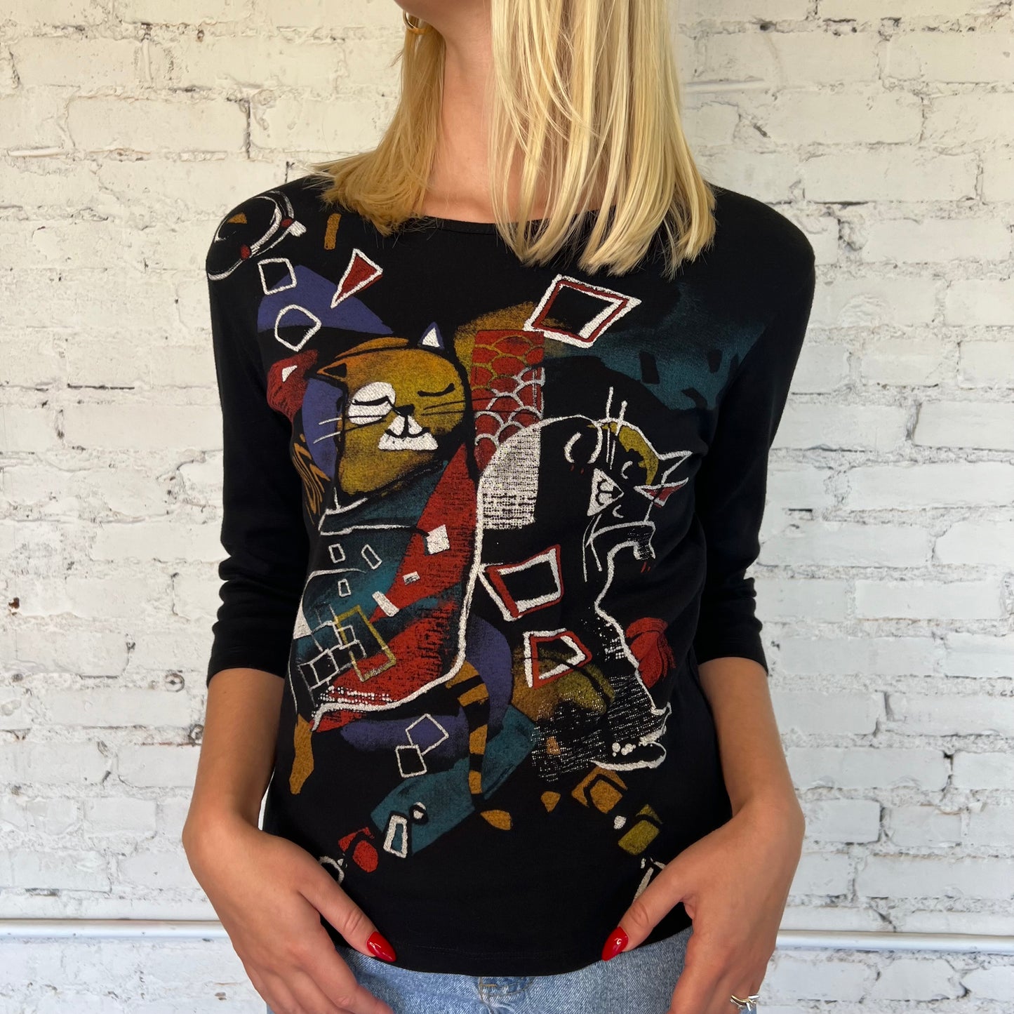 Abstract Cats Shirt y2k