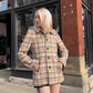 Y2K Coach Tattersall Hampton Tweed 100% Wool Pea Coat size XS