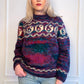 90s Handknit Yin Yang Sweater Nepal Space Dye Knit