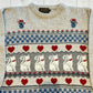 80s Eddie Bauer Cat Hearts Flowers Checkerboard Sweater