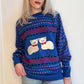 80s Cat Sweater Deadstock New With Tags Blue Red